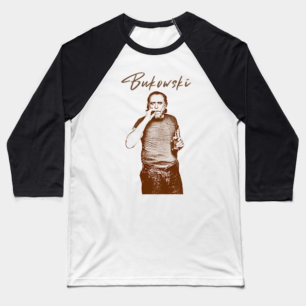 Charles Bukowski - retro vintage sketches Baseball T-Shirt by NMAX HERU